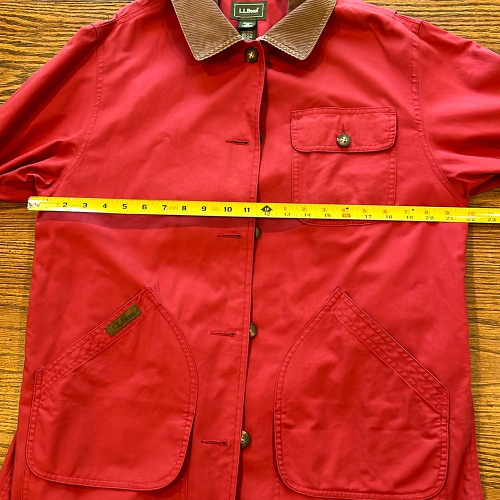 L.L.Bean Chore Coat Barn Jacket Size M Brick Red Corduroy Collar 100% Cotton - Picture 12 of 15